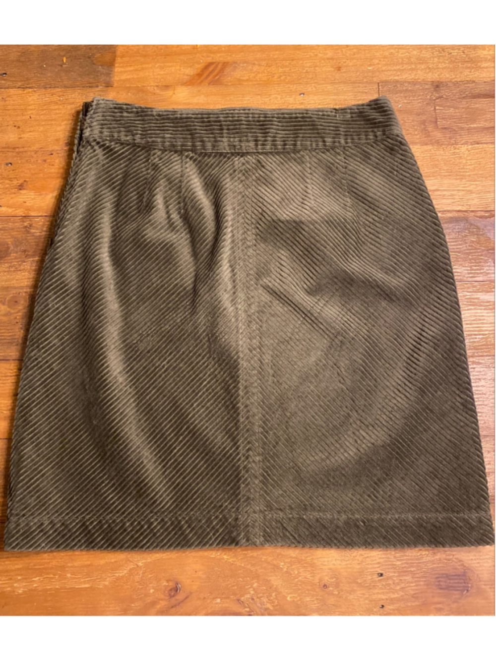 Talbots 6 dark green corduroy skirt A-line pockets fall